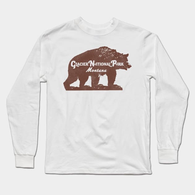 Glacier National Park Vintage Travel Souvenir Long Sleeve T-Shirt by darklordpug